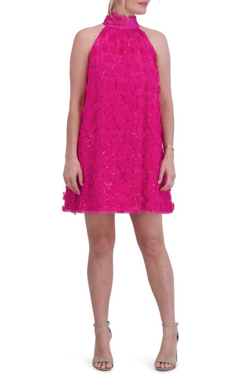 Sequin Appliqué Shift Dress in Hot Pink