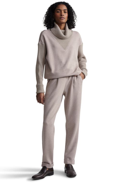 Varley Hannah Cowl Neck Sweatshirt In Taupe Marl
