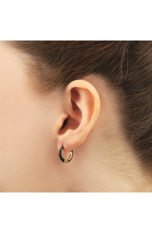 Es Jewelry Enamel Huggie Hoop Earrings In Black Enamel