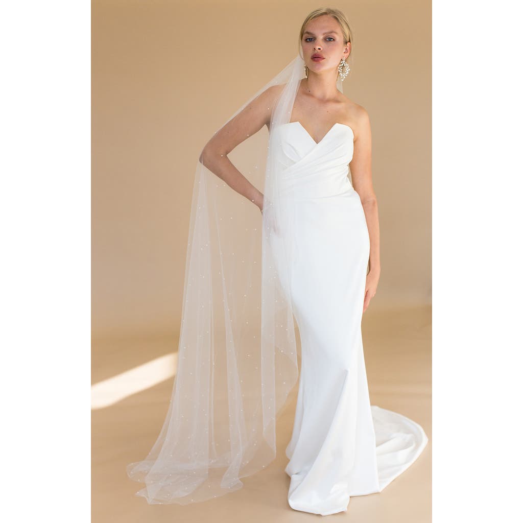 Brides And Hairpins Brides & Hairpins Eudora Imitation Pearl Floor Length Veil In White