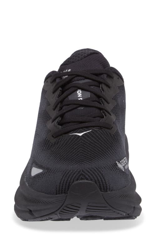 Hoka Clifton 9 Rubber-trimmed Recycled-gore-tex Invisible Fit Sneakers In Black