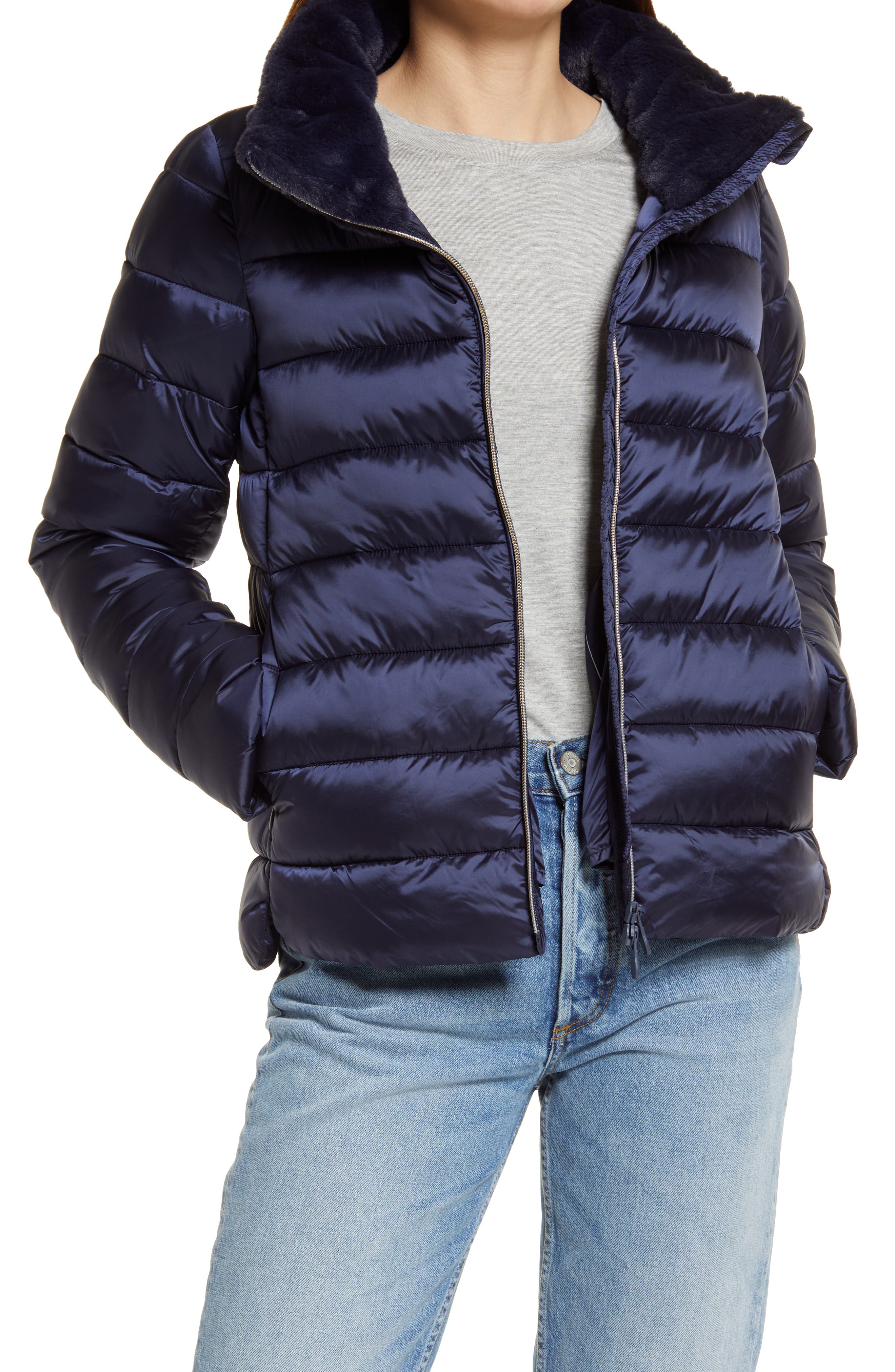 womens navy down jacket