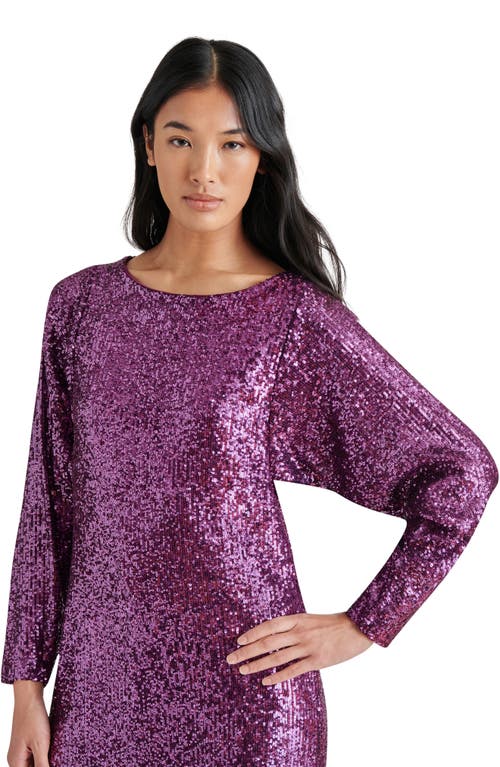 Shop Steve Madden Ginger Sequin Long Sleeve Minidress In Aubergine