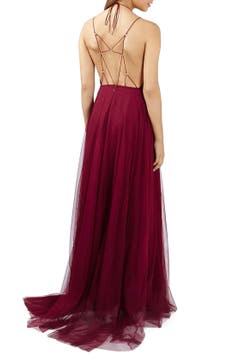 Topshop Lace-Up Tulle Maxi Dress | Nordstrom