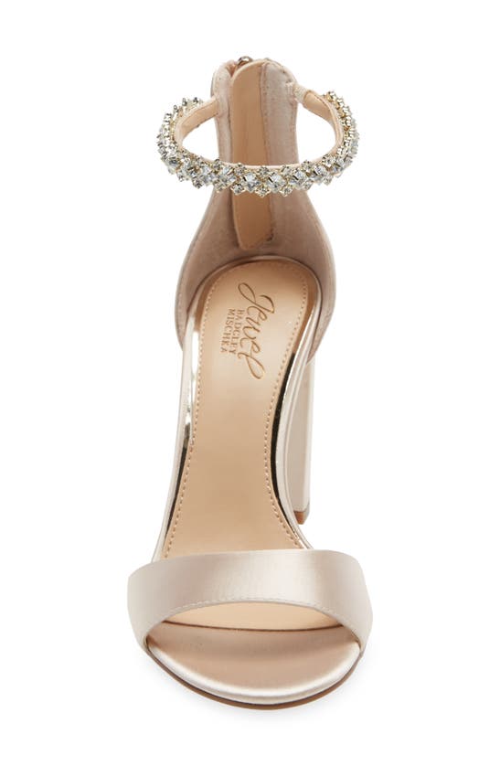 Shop Jewel Badgley Mischka Badgley Mischka Collection Louise Ankle Strap Sandal In Champagne