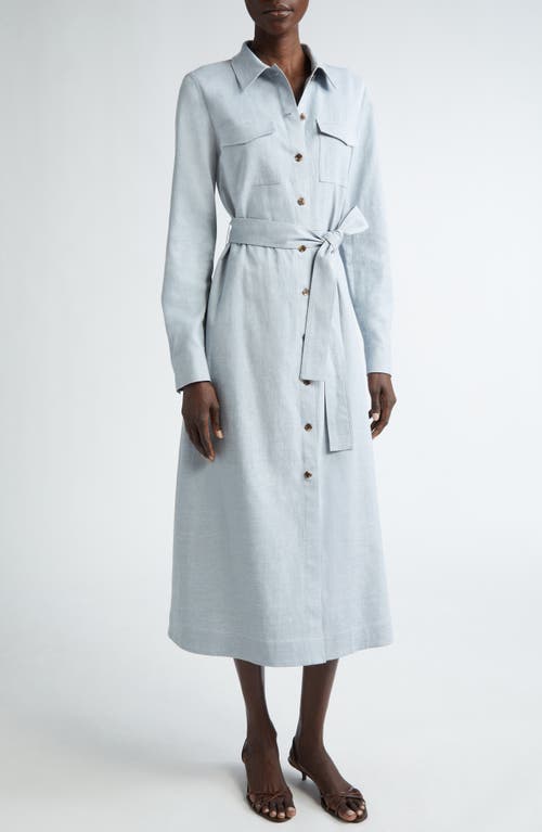 Shop Lafayette 148 New York Sonny Belted Long Sleeve Midi Shirtdress In Atlas Melange