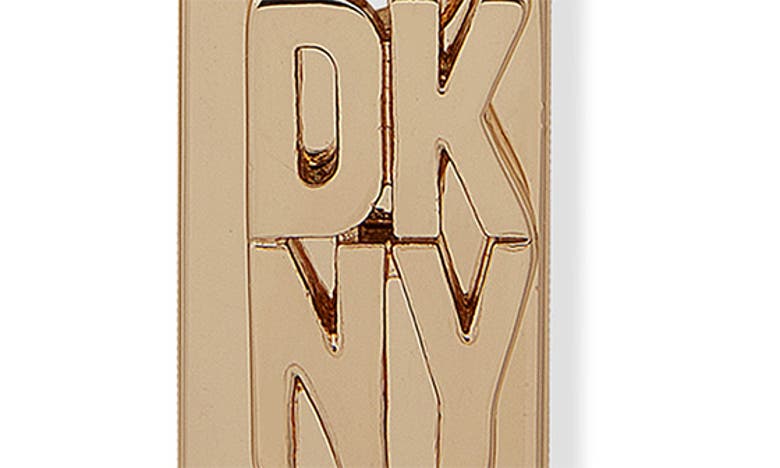 Shop Dkny Logo Drop Earrings In Gold