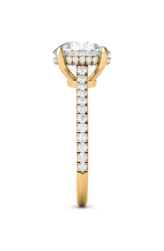 Hautecarat 18k White Gold Round Cut Lab Created Diamond Engagement Ring In 18k Yellow Gold