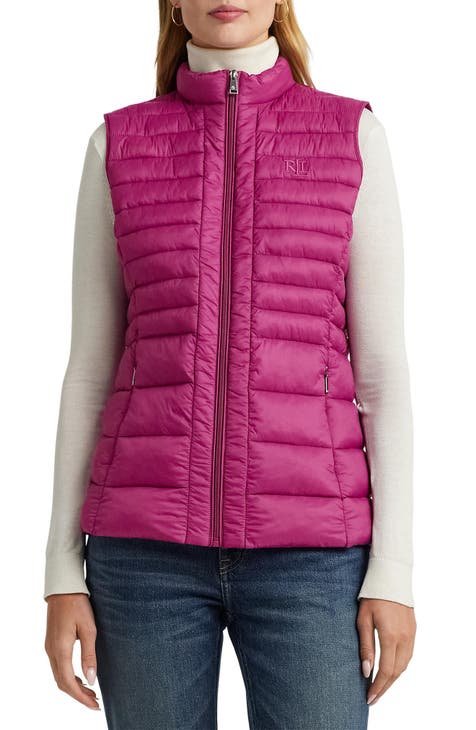 Lauren Ralph Lauren Vest Womens Large Pink Collar Athletic
