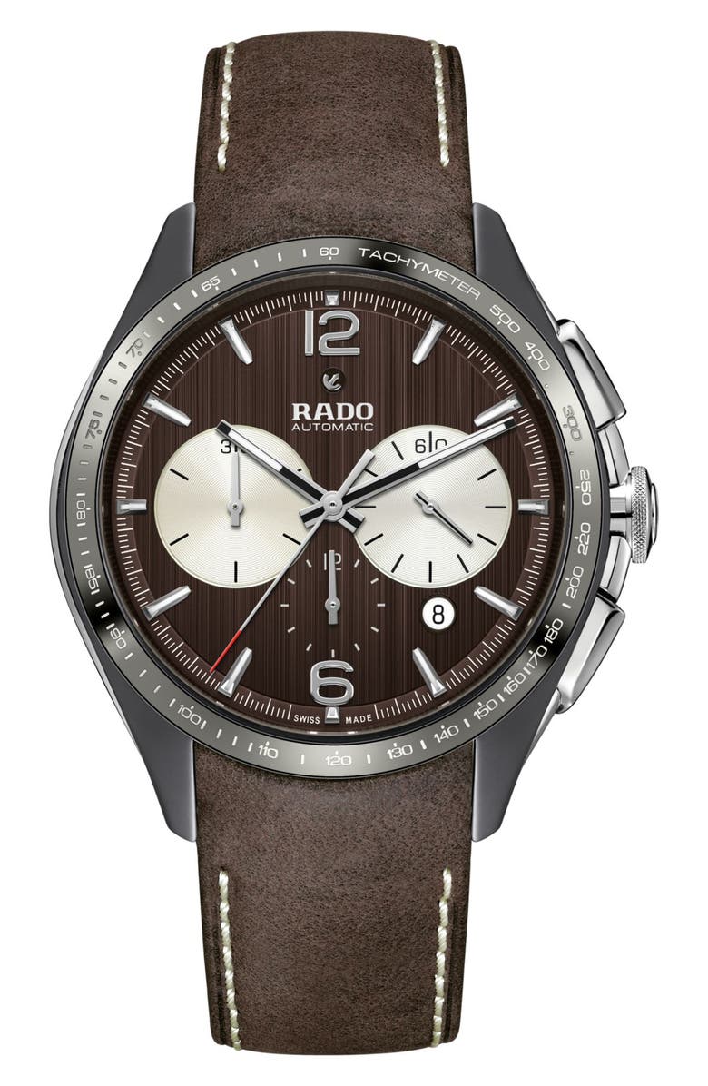 RADO Hyperchrome Chronograph Automatic Leather Strap Watch, 45mm ...