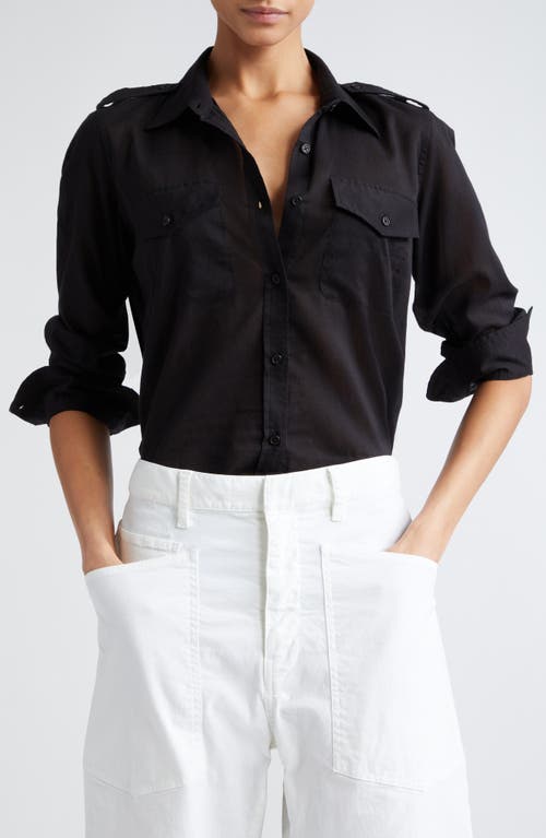 Nili Lotan Jora Cotton Shirt Black at Nordstrom,