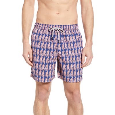 Tom & Teddy Fern Print Swim Trunks, Blue