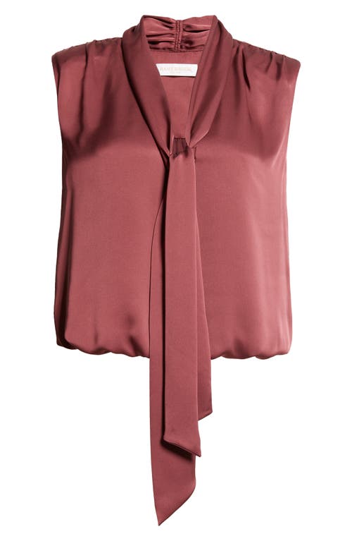 Shop Ramy Brook Winnet Tie Neck Satin Sleeveless Top In Pinot Noir