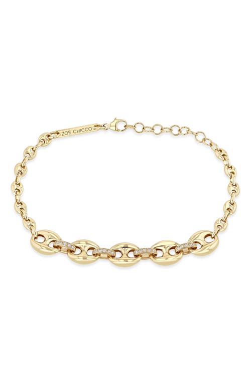 Shop Zoë Chicco Mixed Mariner Chain Bracelet In 14k Yellow Gold