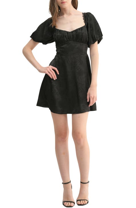 Black short dresses with sleeves best sale