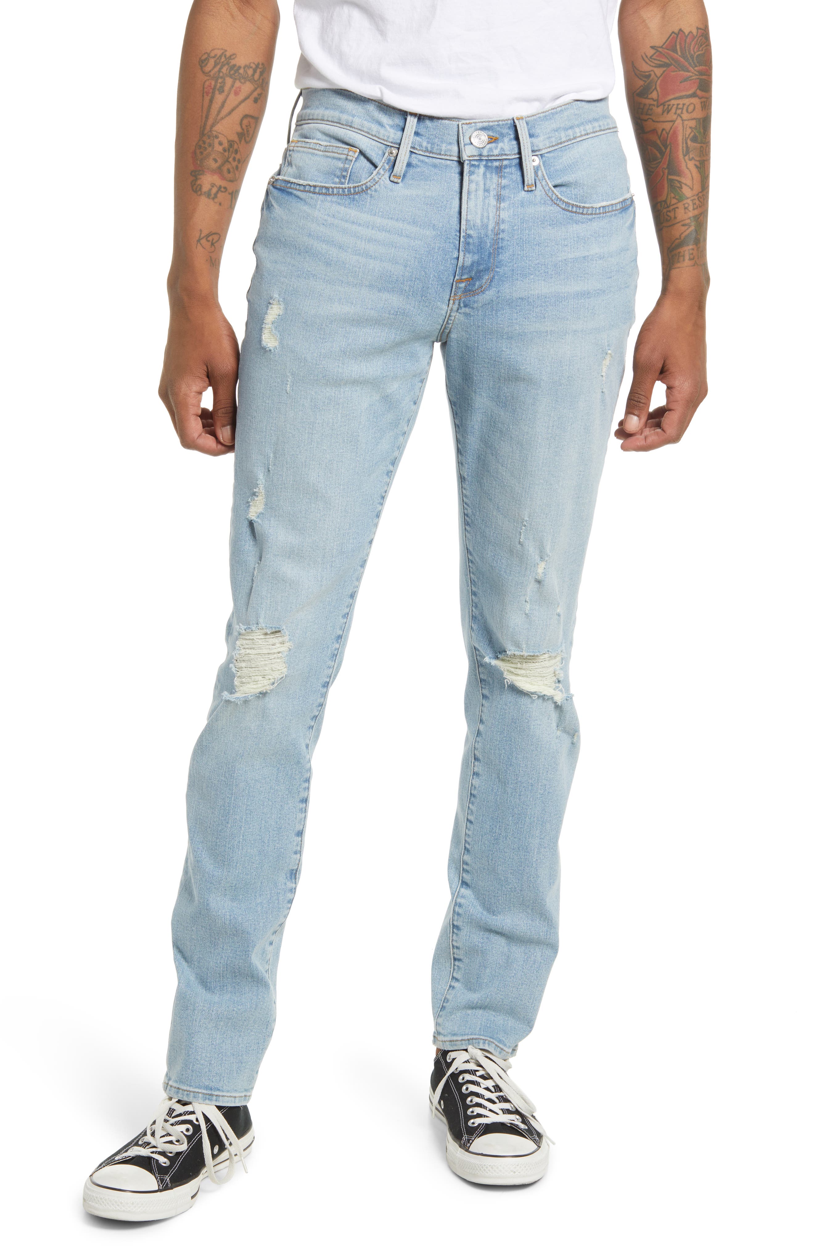 levi mens ripped skinny jeans