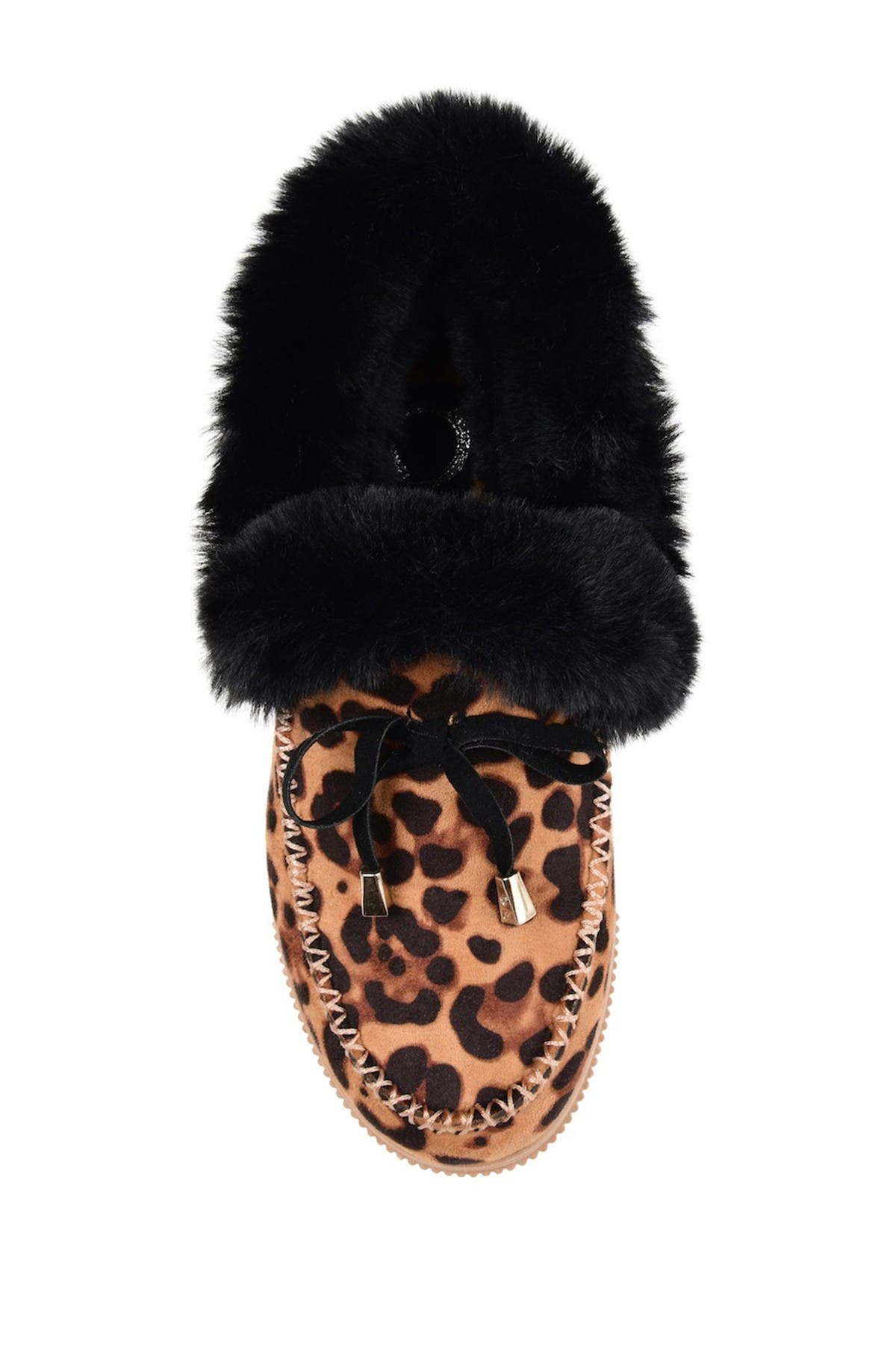 faux fur trim bow accent slipper