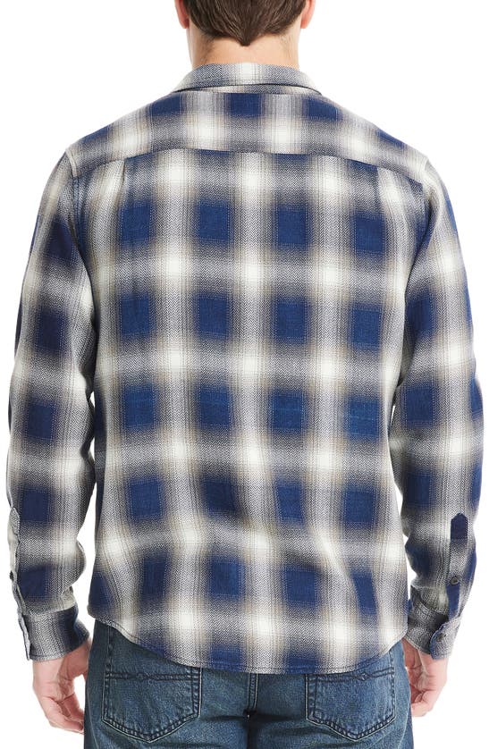 Shop Lucky Brand Mesa Plaid Cotton Flannel Button-up Shirt In Indigo Plaid