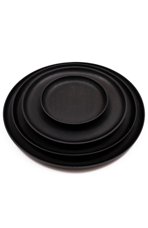 Chechen Wood Design Rosa Morada Wooden Base Platter In Black