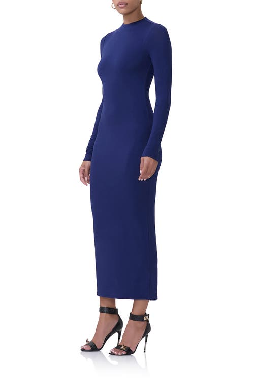 Shop Afrm Juniper Long Sleeve Jersey Maxi Dress In Bright Navy