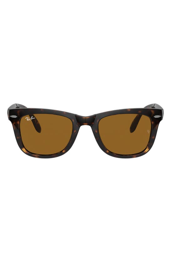 Shop Ray Ban Ray-ban Wayfarer 54mm Folding Sunglasses In Light Havana