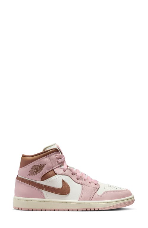 Shop Jordan Air  1 Mid Sneaker In Pink Oxford/brown/sail