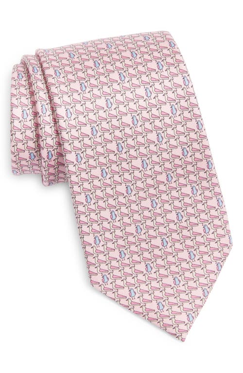 Seagull Print Silk Tie in Pink