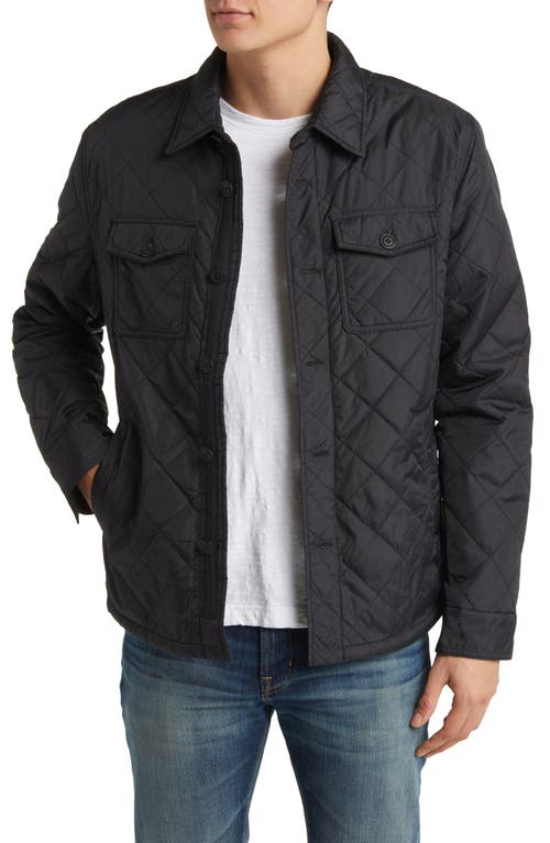 Regular Fit Quilted Nylon Jacket in Black