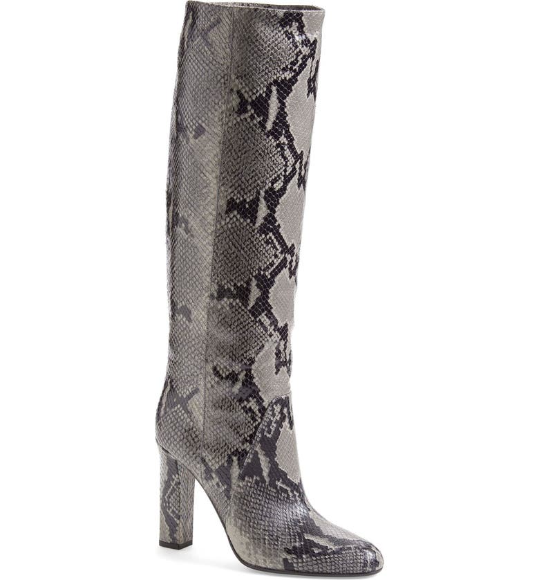 DIANE VON FURSTENBERG 'Gladyss' Tall Boot, Main, color, GREY EMBOSSED PYTHON