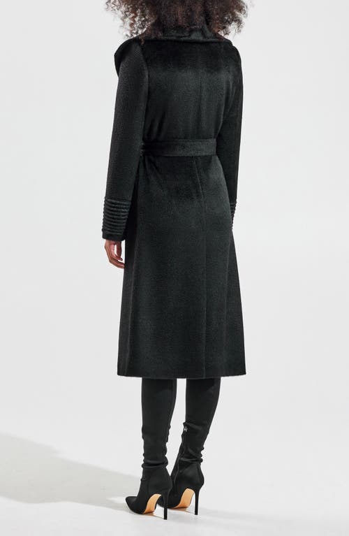 Sentaler Shawl Collar Alpaca & Wool Longline Wrap Coat In Black