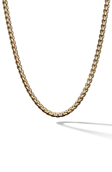 Men's Box Chain Necklace in 18K Gold, 3.4mm