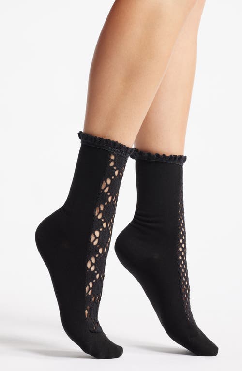 Shop Free People Rubies Crochet Inset Crew Socks In Black