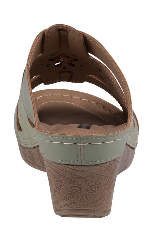 Gc Shoes Spring Green Open Toe Triple Band Flower Wedge Sandals In Green