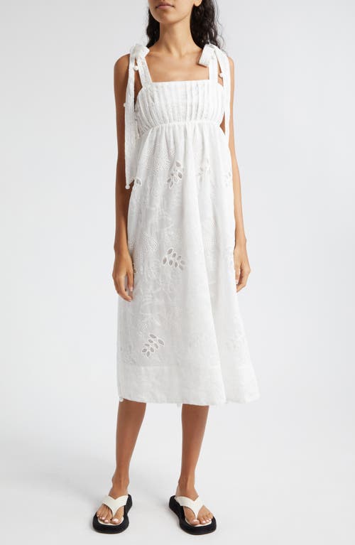 FARM Rio Eyelet Embroidered Midi Dress Off-White at Nordstrom,