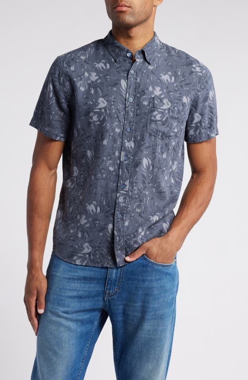 Shop Rails Monaco Short Sleeve Button-up Shirt In Navy Floral Brush