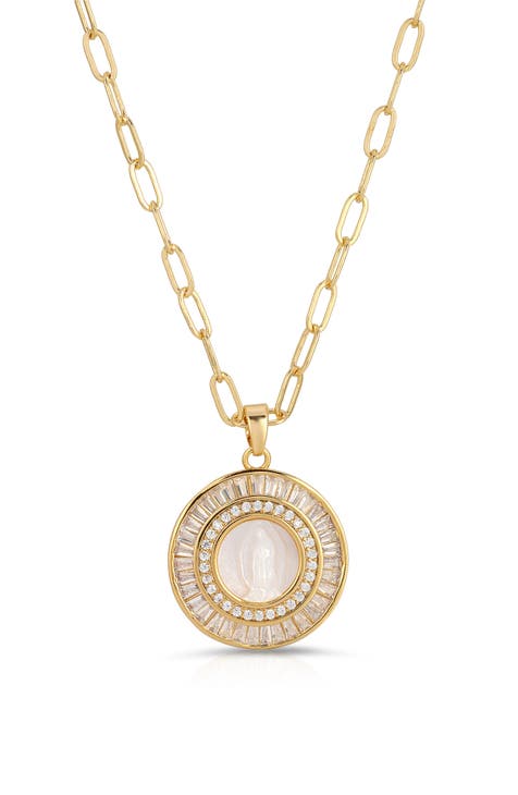 Mother Mary Mother-of-Pearl Pendant Necklace