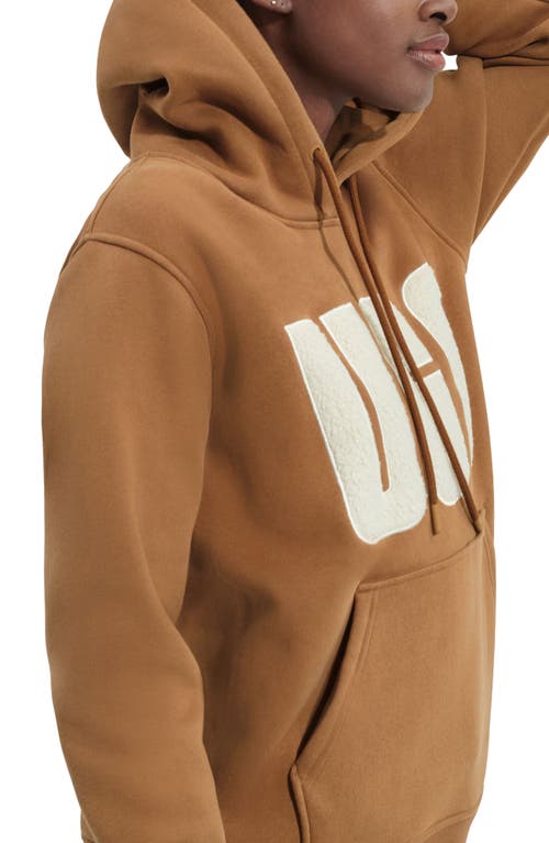 Shop Ugg(r) Rey Fluffy Logo Hoodie In Chestnut/plaster