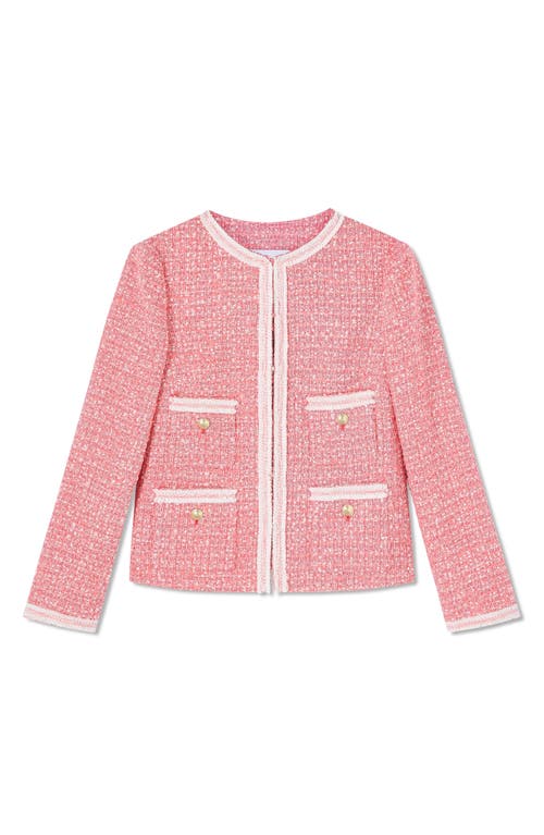 Shop Lk Bennett Charlie Cotton Blend Tweed Jacket In Pink Multi