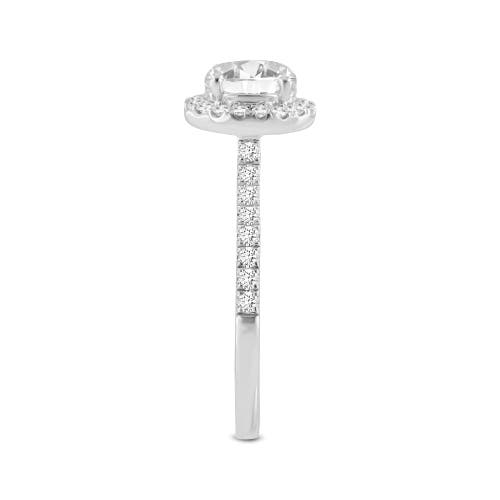 Luvmyjewelry Solstice 14k White Gold Round Cut Lab Grown Diamond Halo Engagement Ring In 14k White Gold