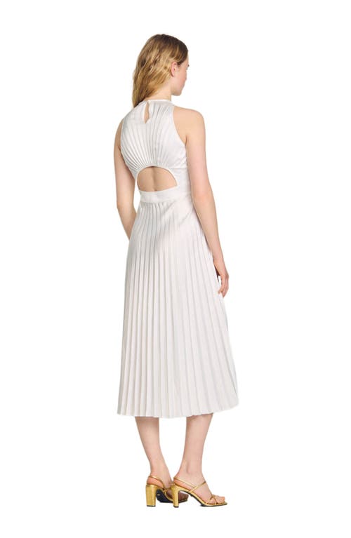 Shop Sandro Pleated Maxi Dress In Ecru