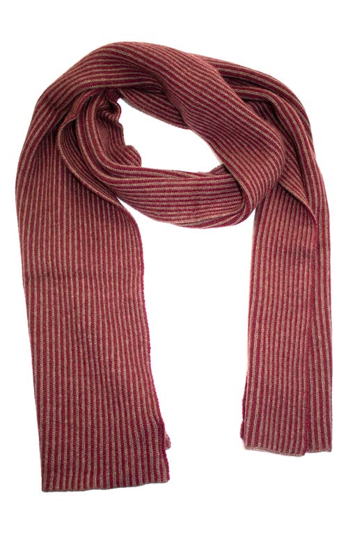 Shop Portolano Stripe Knit Scarf In Sable Brown/maroon