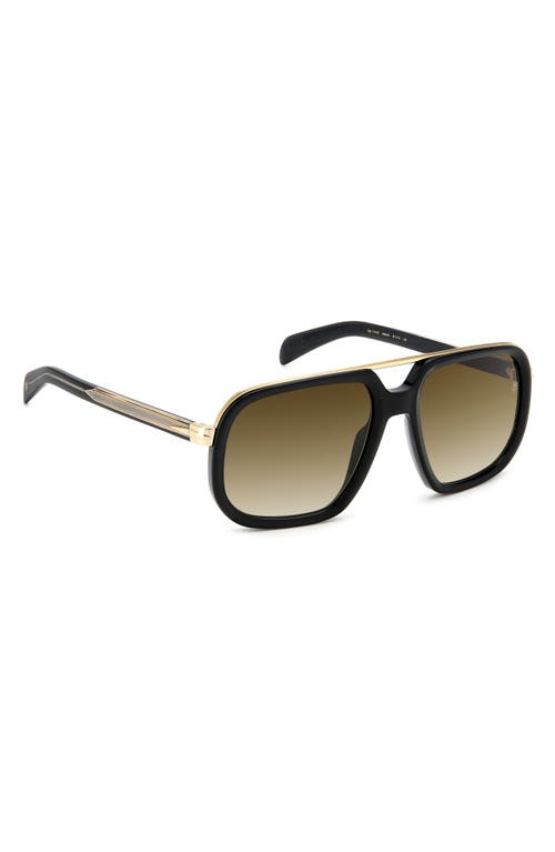 David Beckham Eyewear 57mm Square Sunglasses In Black Gold