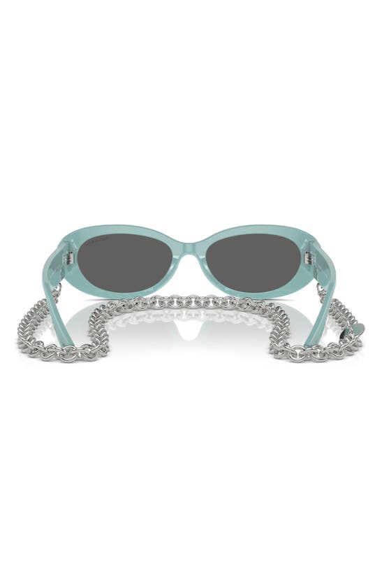 Shop Tiffany & Co 54mm Oval Sunglasses With Chain In Blue Grey