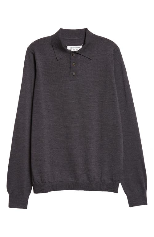 Shop Maison Margiela Wool Polo Sweater In Dark Grey