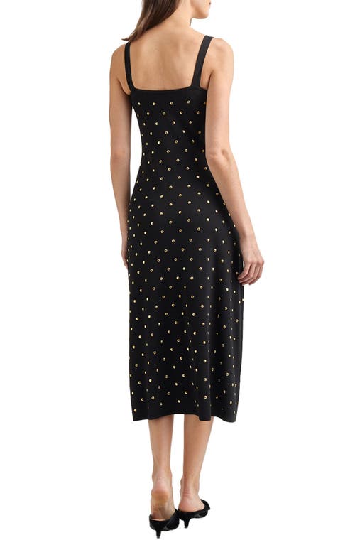 Misook Modern Fit Gold Stud Midi Soft Knit Tank Dress In Black