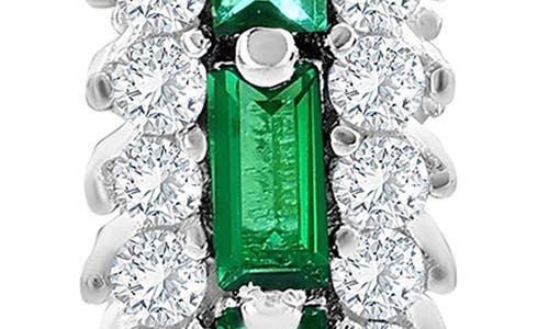 Simona Cz & Lab-grown Stone Hoop Earrings In Emerald