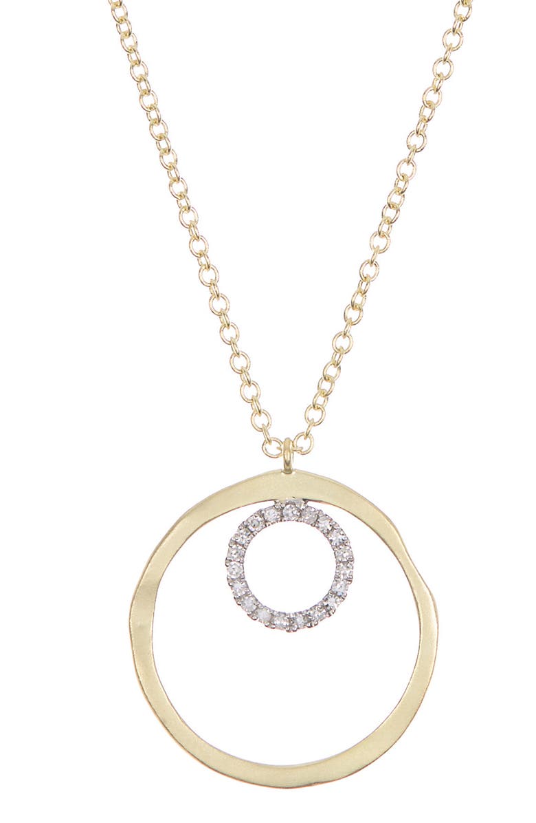 14K Yellow Gold Diamond Circle Pendant Necklace - 0.08 ctw