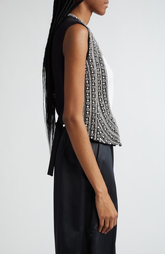 Stella Mccartney Crystal Embellished Wool Tuxedo Waistcoat In Black