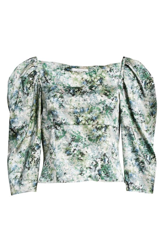 VINCE PAINTED FLORAL SQUARE NECK BLOUSE