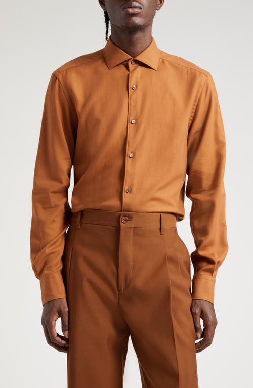 ZEGNA Cashco Cotton & Cashmere Button-Up Shirt Vicuna at Nordstrom,